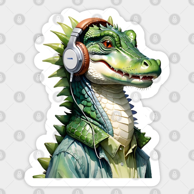 Alligator Earphones Sticker by Carpede